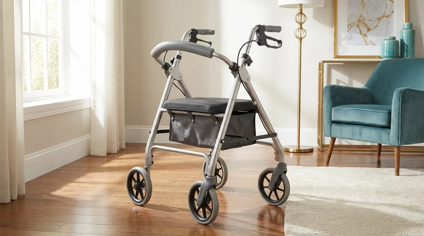 Deambulateur rollator avec siege et freins